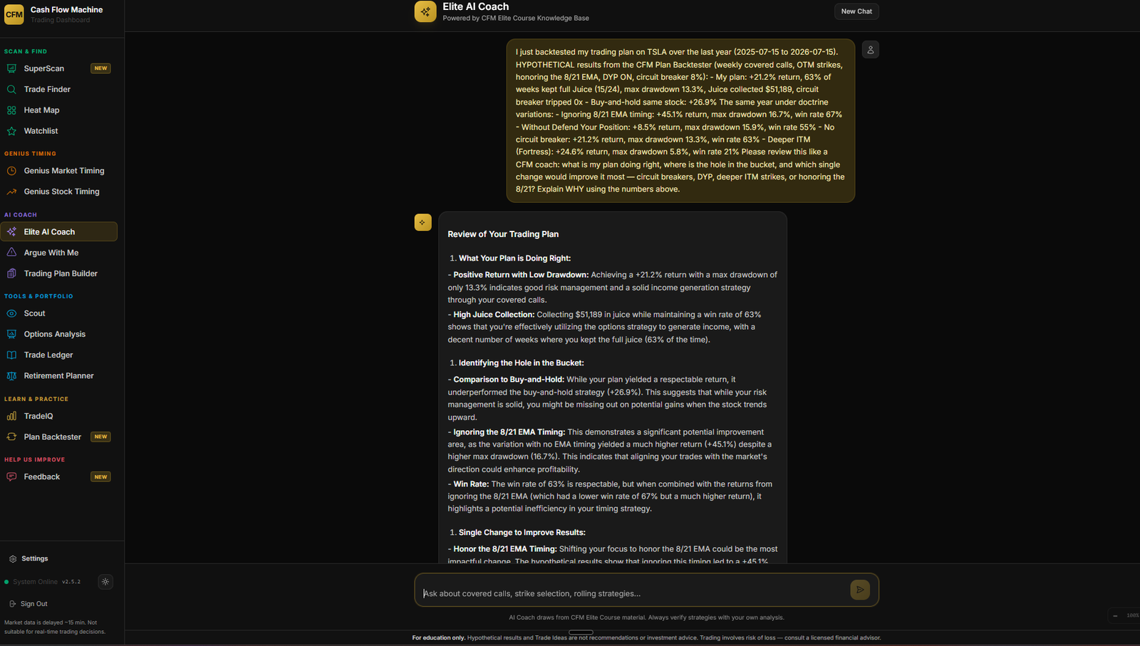 Coach Review interface