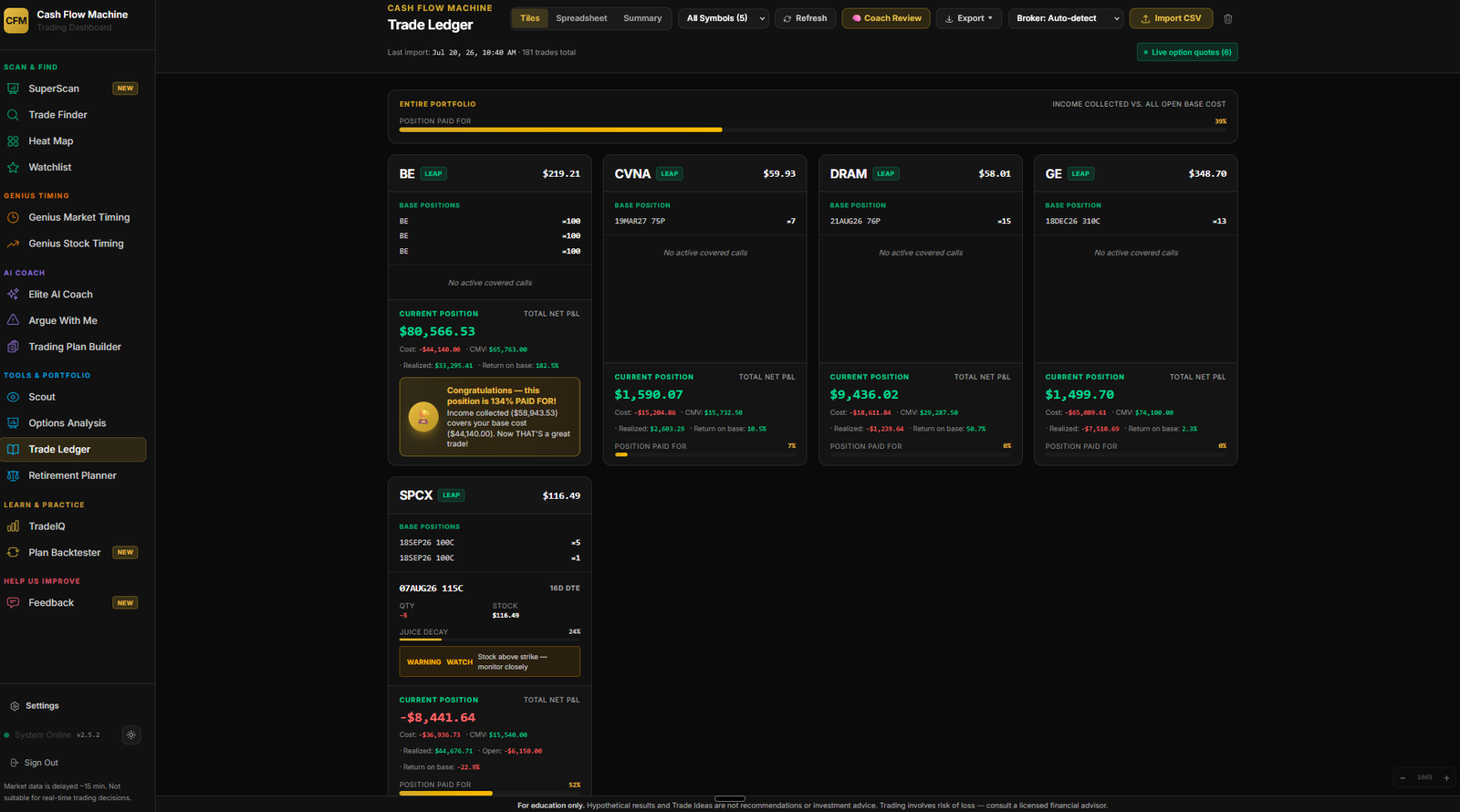 Trade Ledger interface