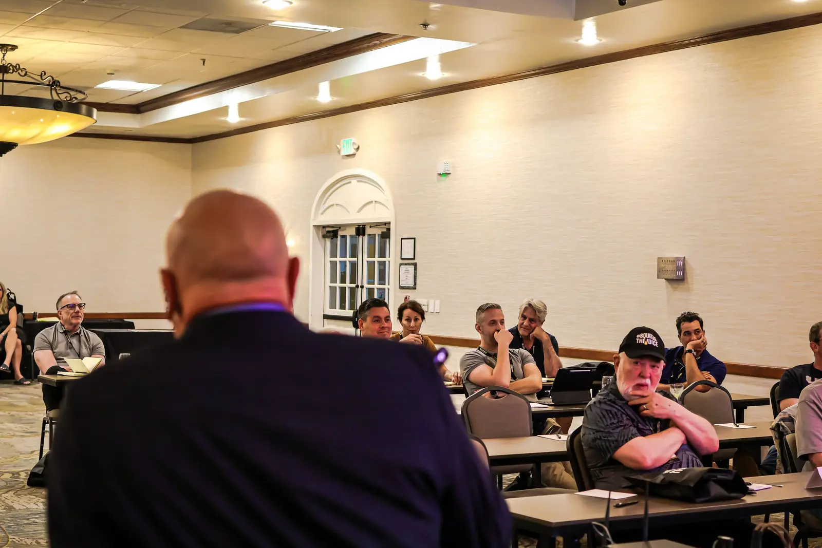Mark Yegge teaching while attendees follow along from their seats