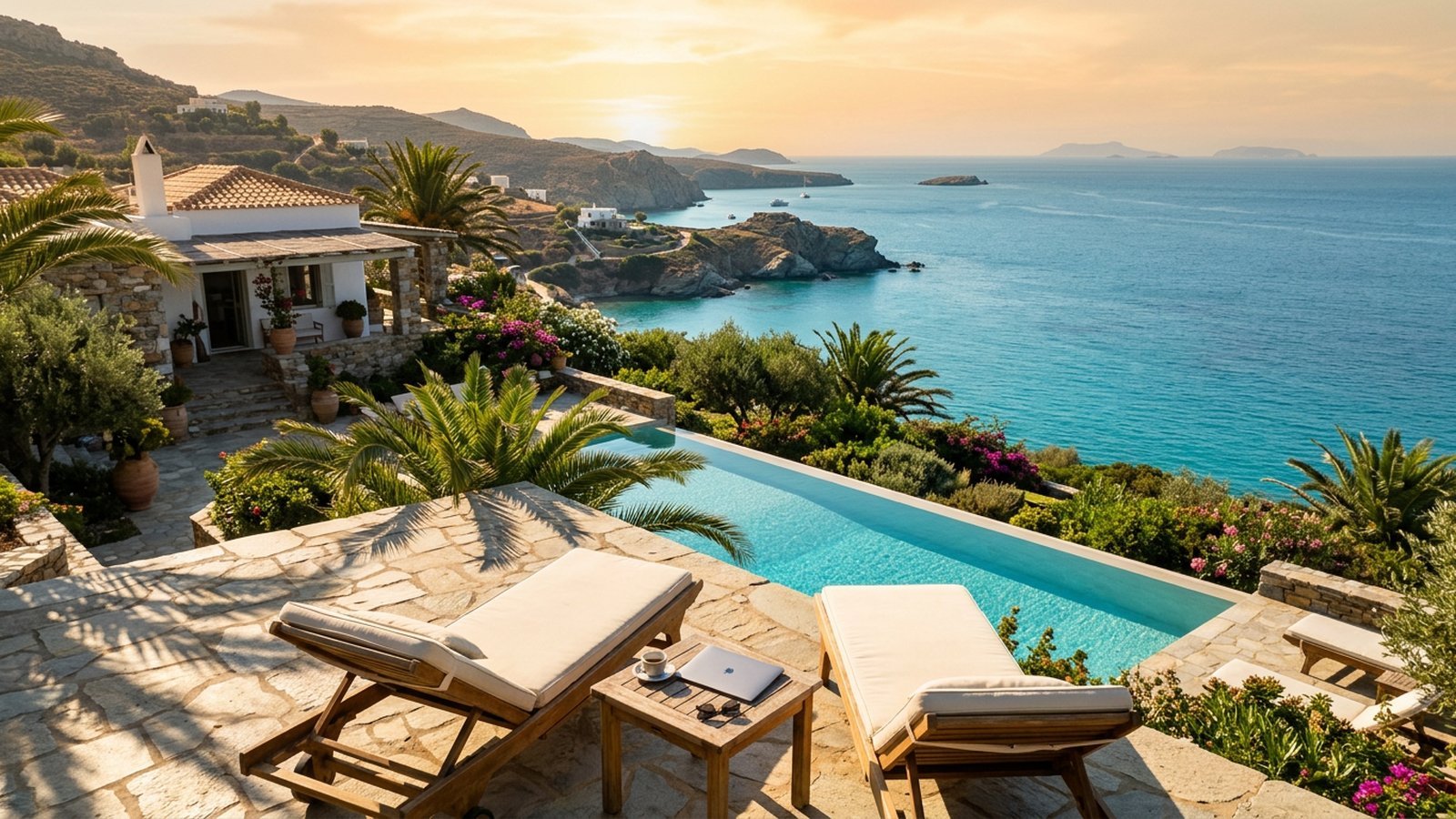 Covered call strategy for early retirement: Mediterranean villa with infinity pool