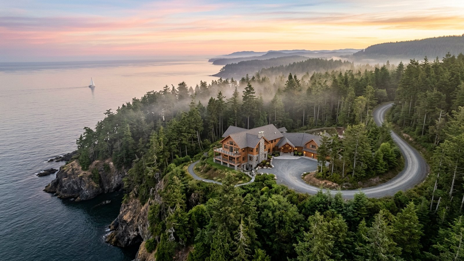 Covered call vs annuity for retirement: aerial of a coastal retirement home