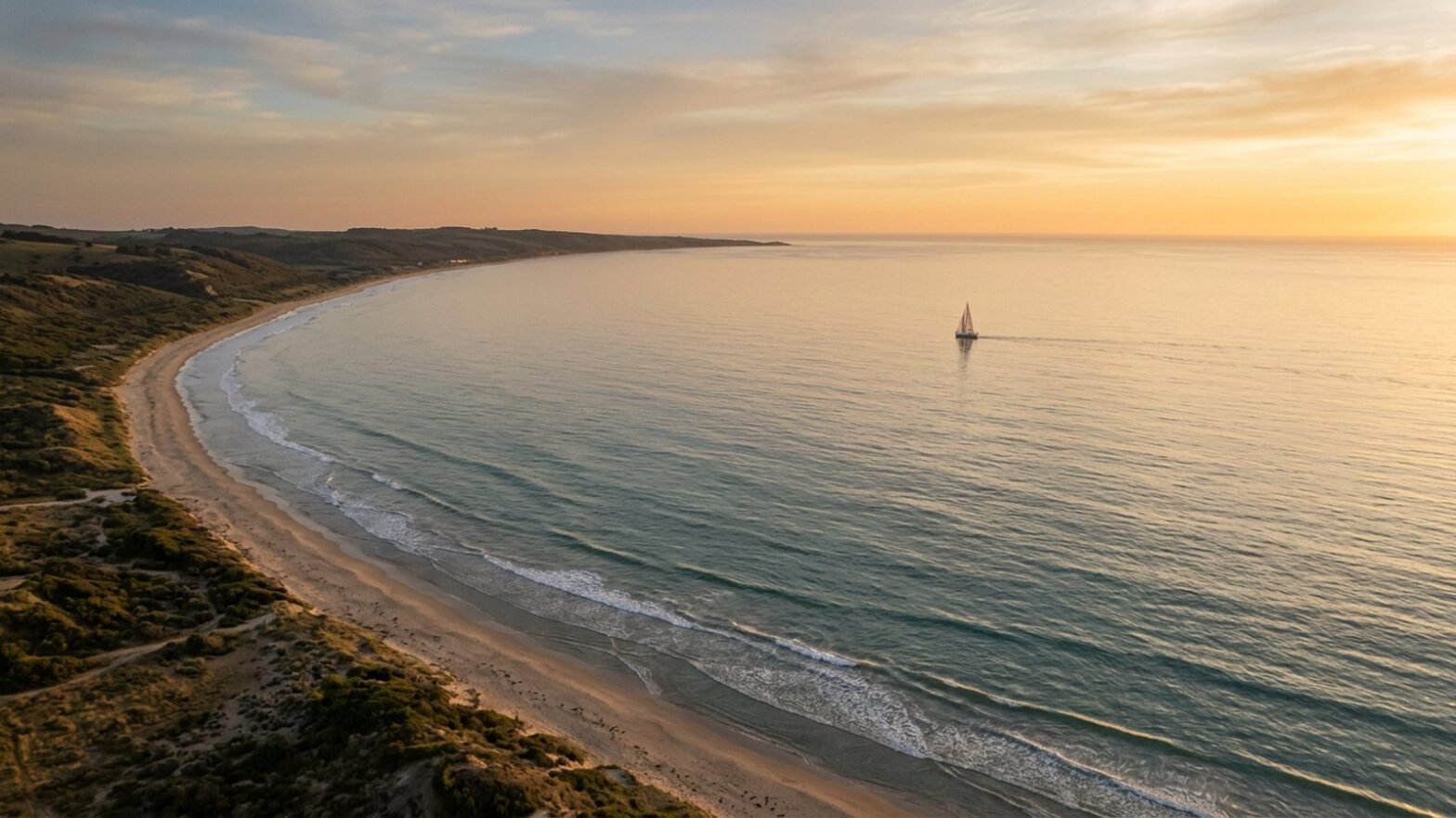 Aerial view of a calm coastline representing steady low volatility income from KO covered calls