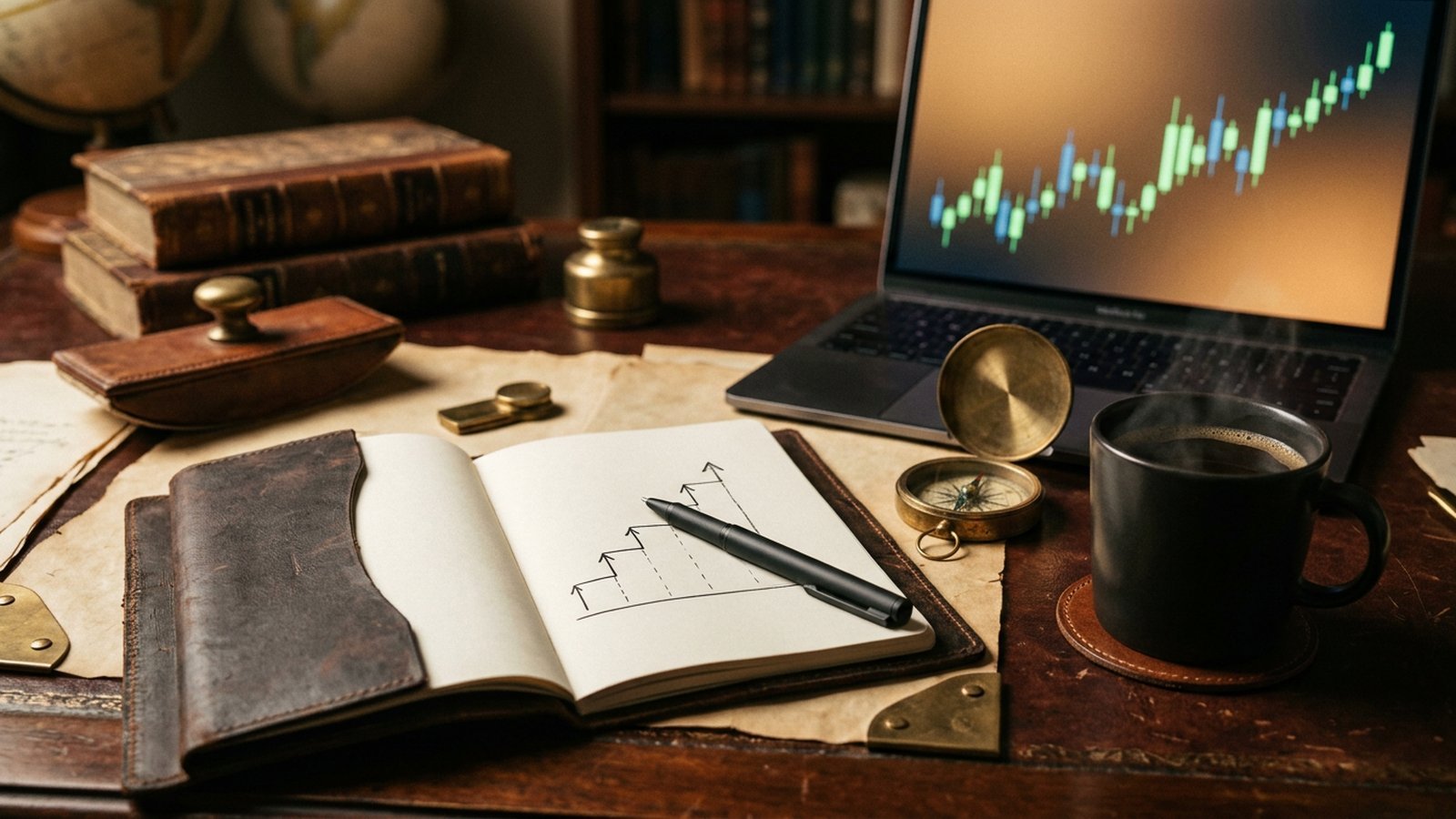Conceptual desk still life representing steady monthly income from Microsoft covered calls